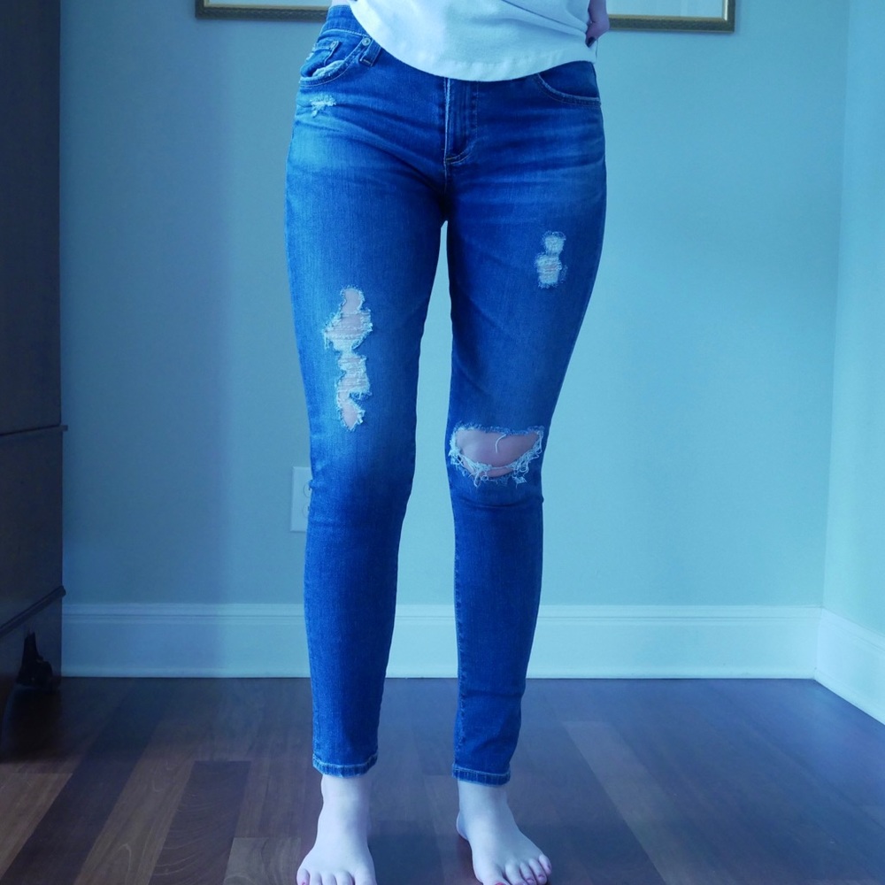 AG the legging ankle, super skinny. Destructed